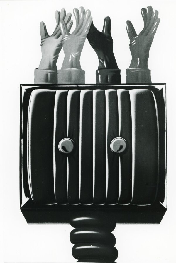 autore: Umberto Mariani 	indirizzo: via andrea del sarto 9, 20129 – milano 	titolo: „L'enfant terrible“ 4/69 	tecnica: acrilico sutela 	dimensioni: cm 81x116 prezzo: